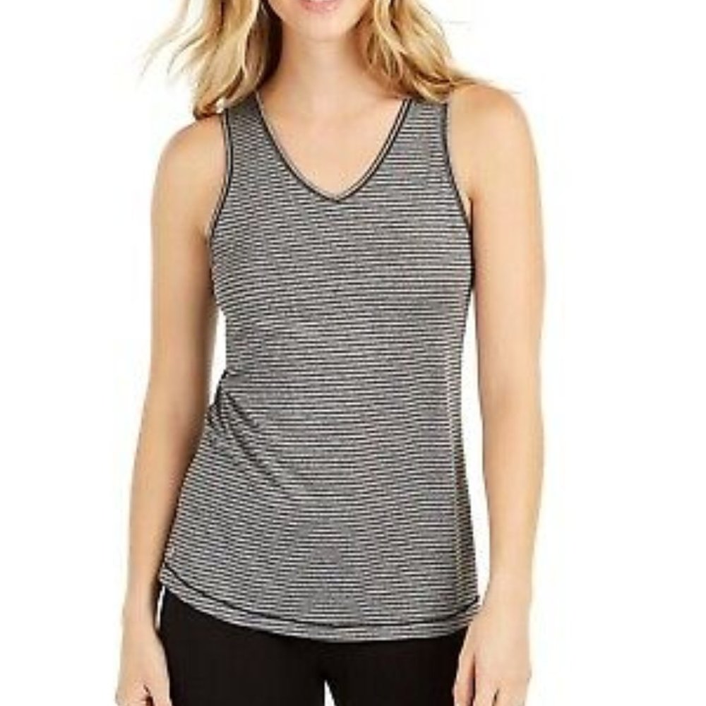 Ideology Womens Tank Top XXL Black Gray Stripe